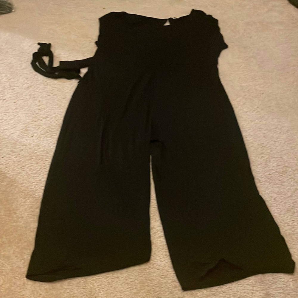 Black Cotten Jumpsuit with attached belt